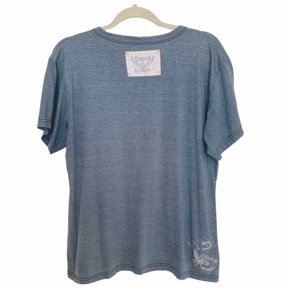 Kaporal Blue Wash Embroidered Cowboy Skull Urban Boyz Tee X Large - Picture 3 of 7